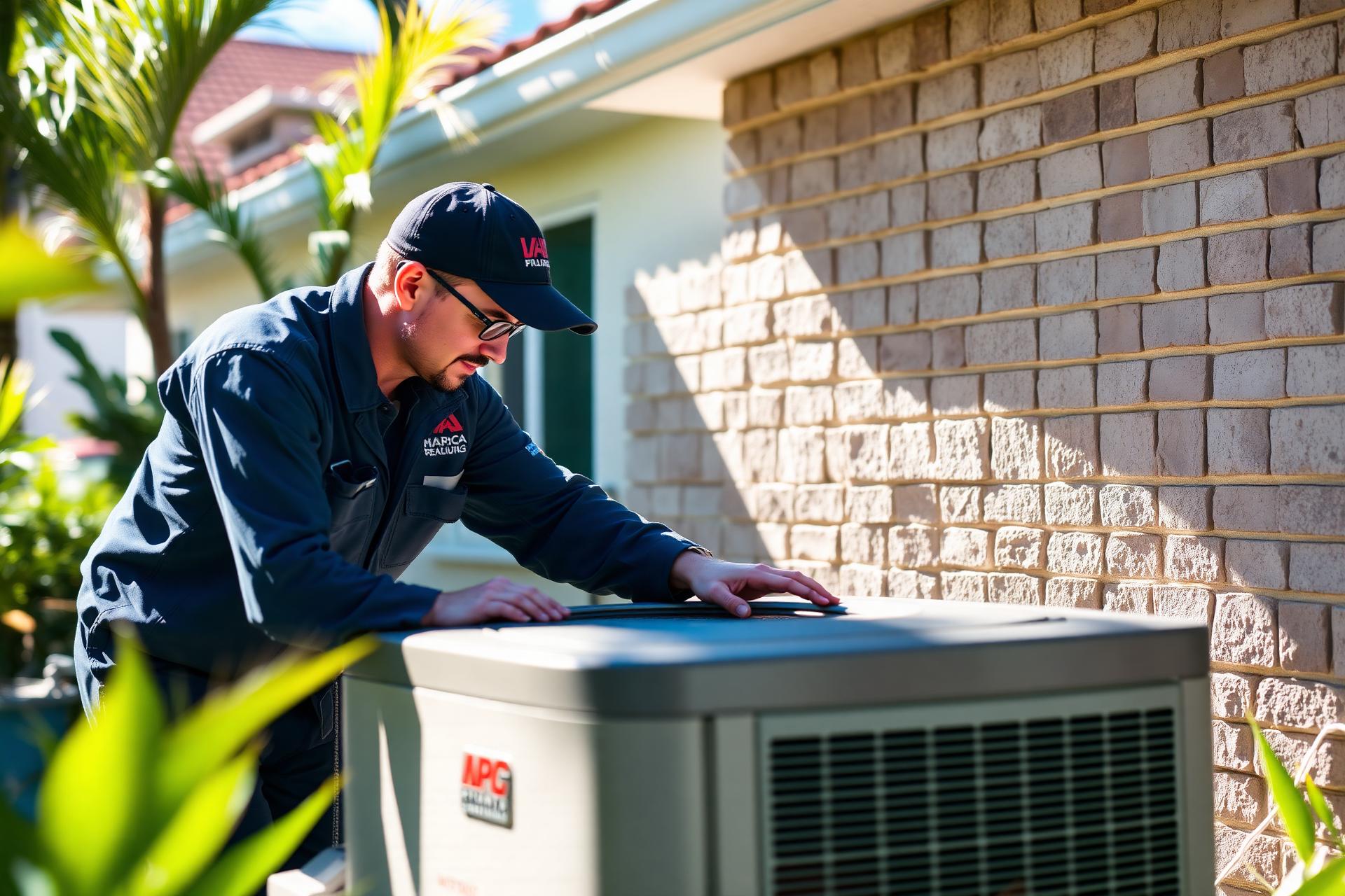 HVAC technician servicing an AC unit in Plant City